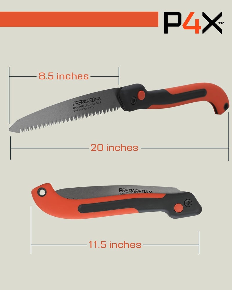 PREPARED4X Folding Saw - 8.5" Camping Saw for wood cutting -Heavy Duty, Lightweight SK-5 Steel Blade with Safety Lock, Ergonomic Non-Slip Grip - Image 5